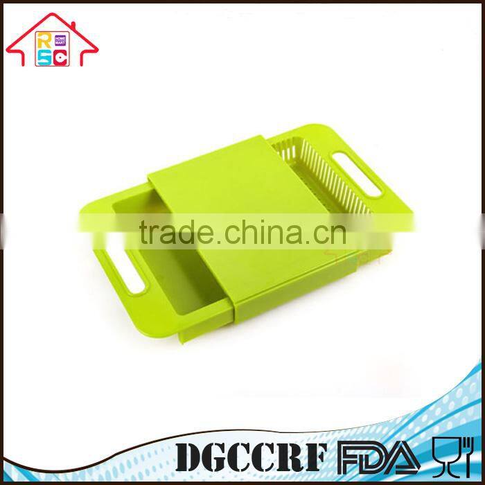 NBRSC Multi-Function Over The Sink Cutting Board Strainer Plastic Kitchen Tool