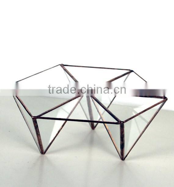 Trendy Modern Geometric Hexagon Stained Glass Terrarium