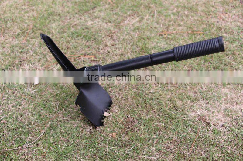 mini outdoor survival A3 steel multi-functional folding camping military shovel with pickaxe and compass
