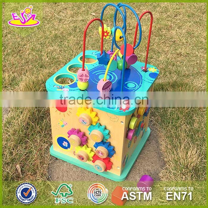 2017 New fashion 5 in 1 baby wooden activity cube toddlers best design wooden activity cube kids wooden activity cube W11B088