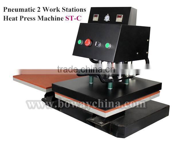 2 work stations Pneumatic heat press T Shirt printing machine