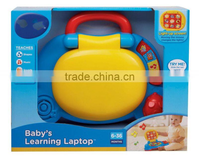 2015 new hot baby's learning laptop toy with sound and music, baby learning computer toy wholesale from icti factory