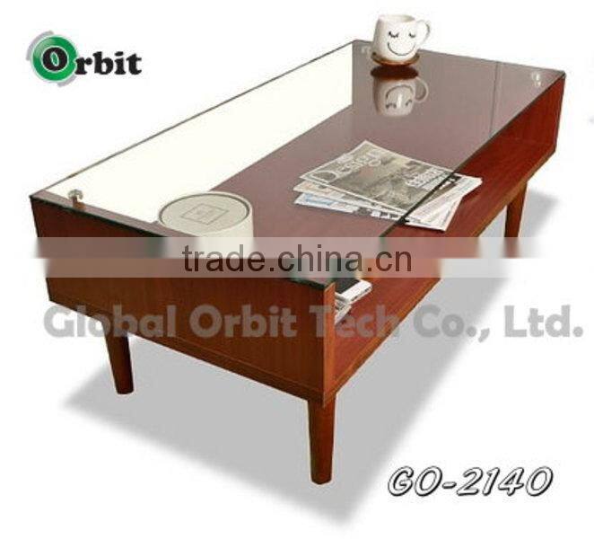Modern design wooden tea table, living room furniture side table with shelf