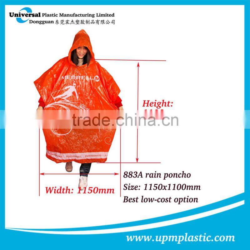 Emergency one time use waterproof PE rain capes