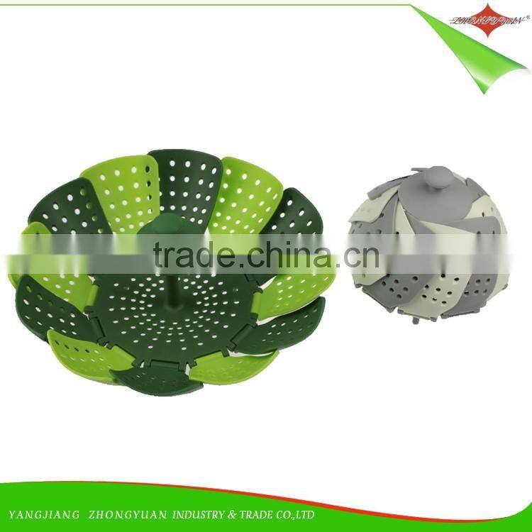 ZY-F1505 stainless steel folding vegetable steamer basket for kitchenware