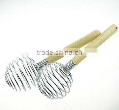 37045 Stainless Steel Spring Coil Whisk with wooden handle