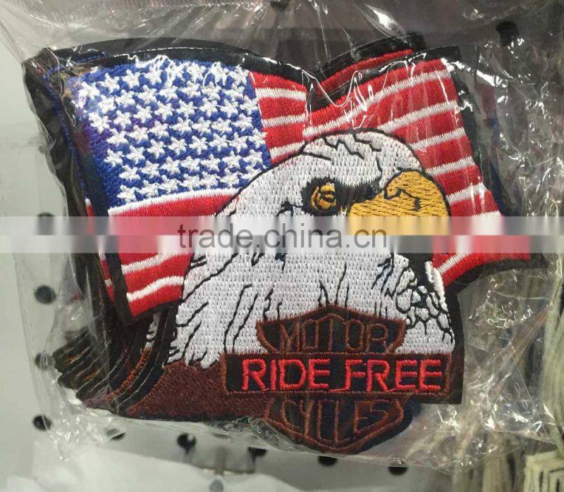 P005-007 New Fashion Design Good sale Embroidedred USA Flag Letter Ride Free Applique Patches