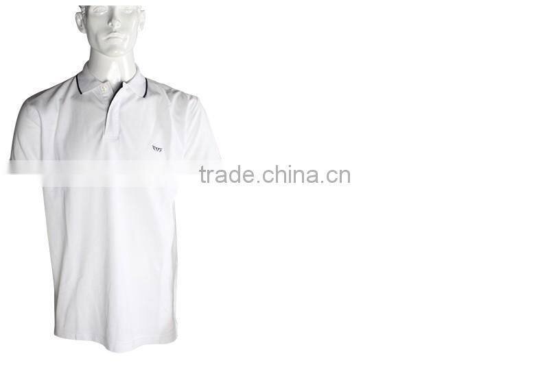 White Turndown Collar Mercerized Cotton Polo Shirts