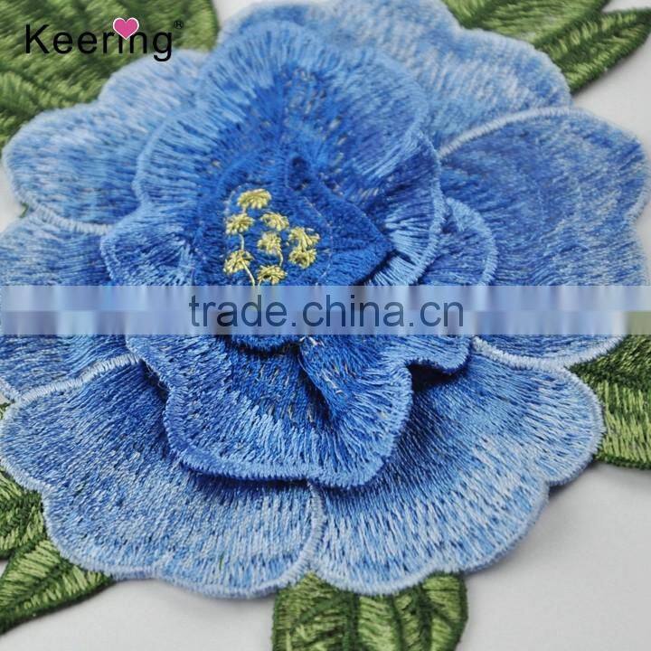 3D lifelike flower embroidery patch rose custom WEF-015