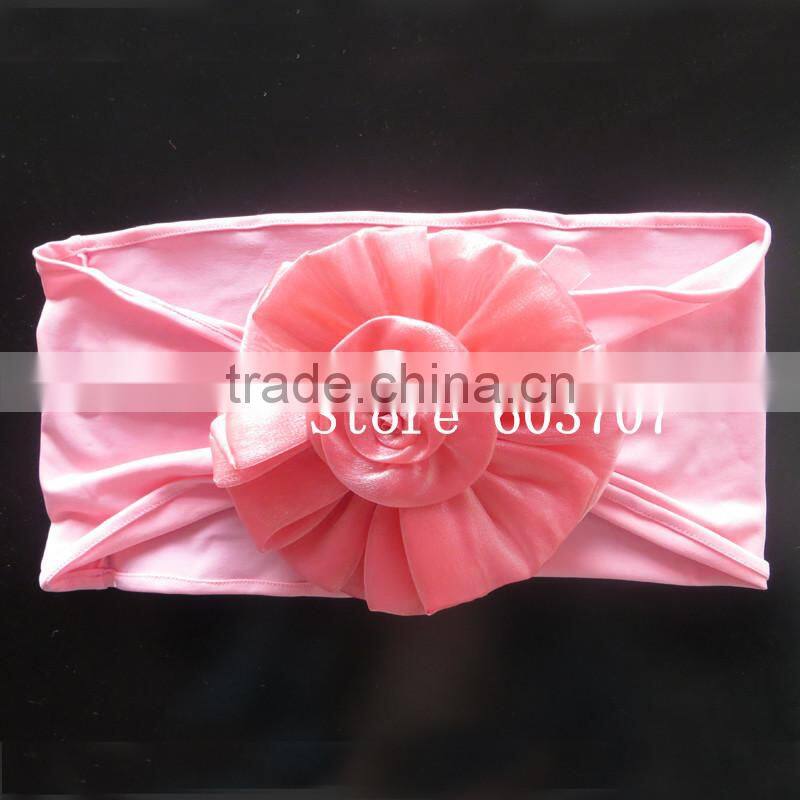 Free Shipping New Product: 100PCS 20cm*76cm Purple Spandex Band With Organza Big Flower For Chivari Chair Use