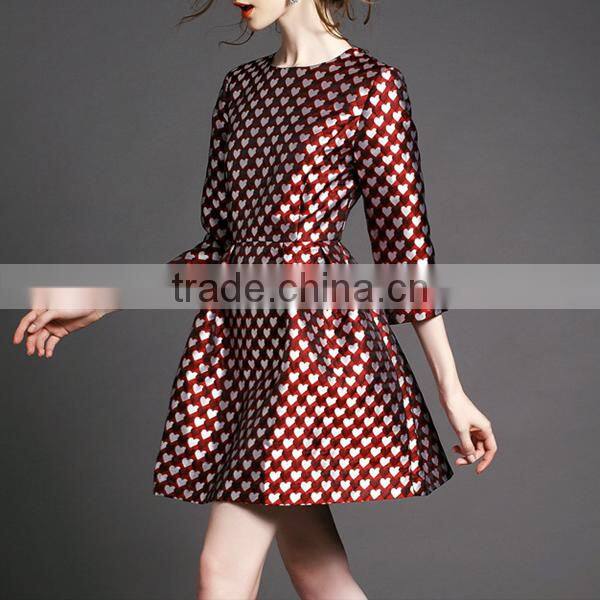 Ladies Fashion European Style Half Sleeve Fit and Flare Short Autumn Dress