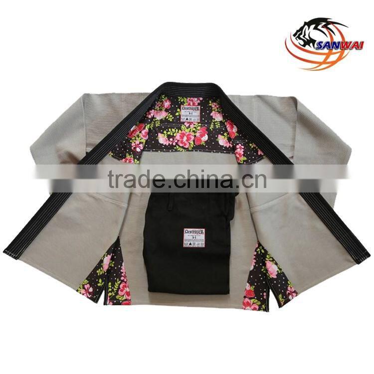 Brazilian jiu jitsu gi with embroidery and sublimation patches or blank black/white/blue col bjj gi for adult and kids