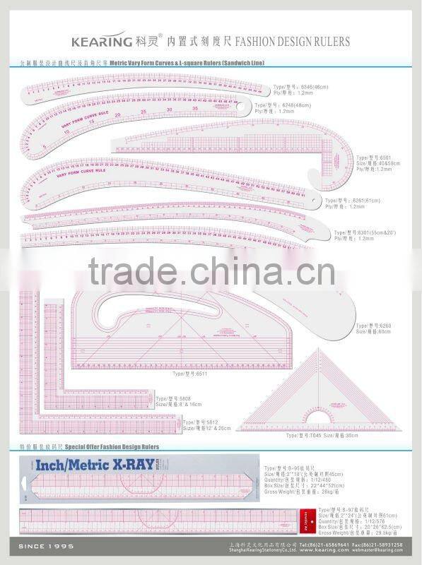 kearing brand,DIY patternmaking patchwork craft ruler,good acrylic sewing triangle grading set square for patchwork #T046