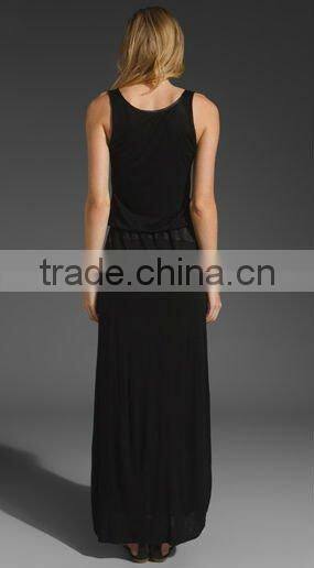oem!long dress!sleeveless!12DR048 2012 Summer Great Selling Black Maxi Ladies Dress