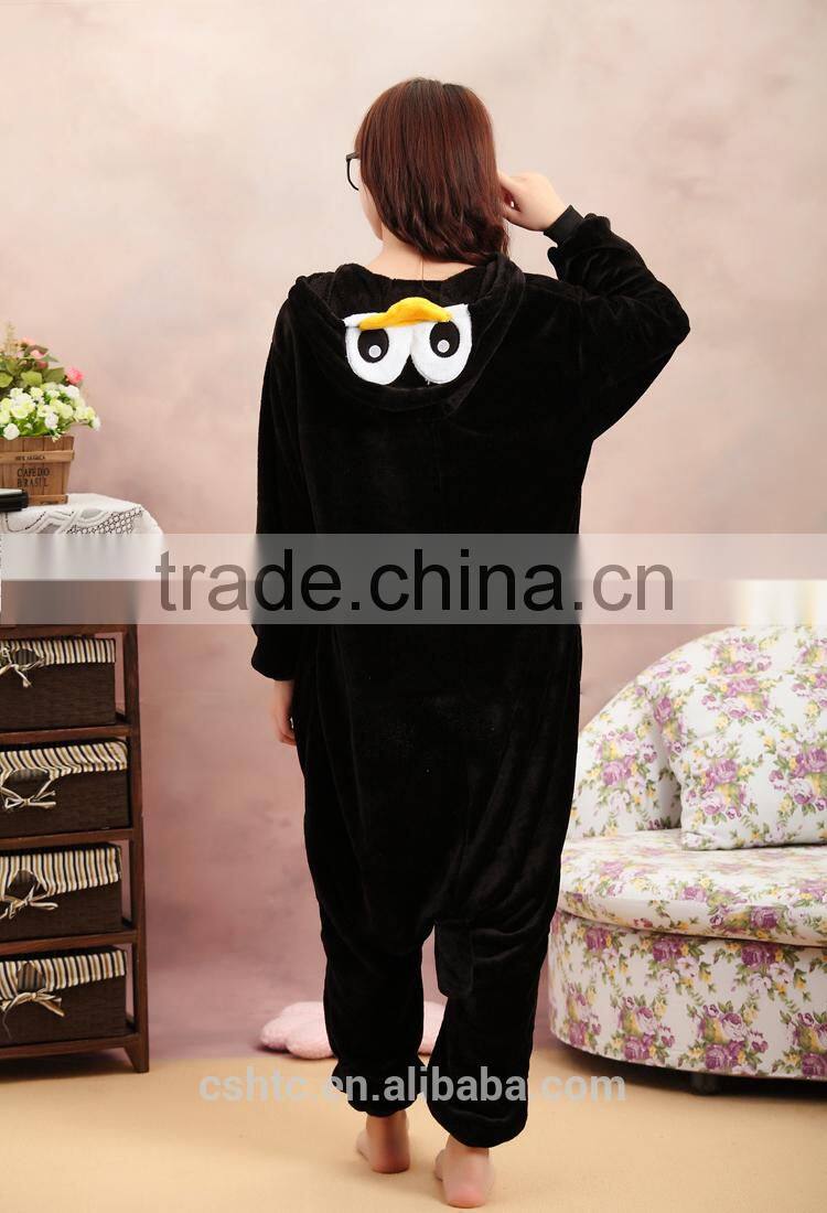 flannel cartoon adult animal jumpsuit animal pajamas jumpsuit penguin design