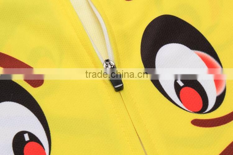 OEM sports wear factory bright yellow lovely Comics cycling jersey mens