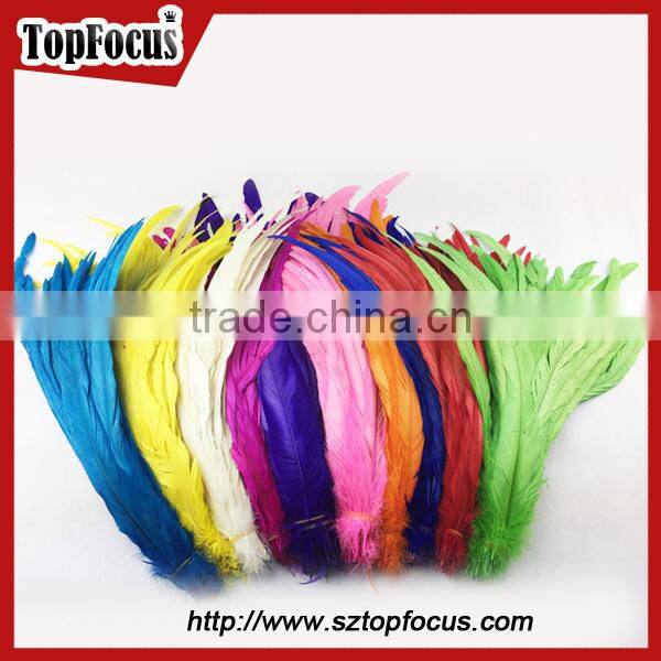 dyed color big long natural grizzly rooster feathers for sale