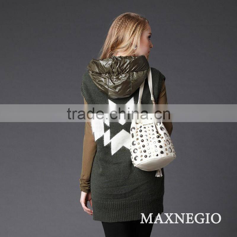 Top quality women sleeveless knitting fashion sweater coat