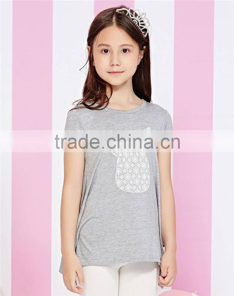 China wholesale girl's long style print pattern t shirt made in China