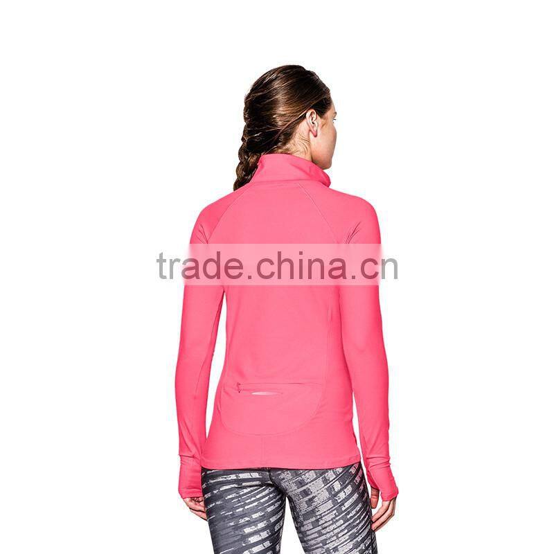 Custom ladies running wear dry fit sport t shirt gym clothing breathable half zip shirts