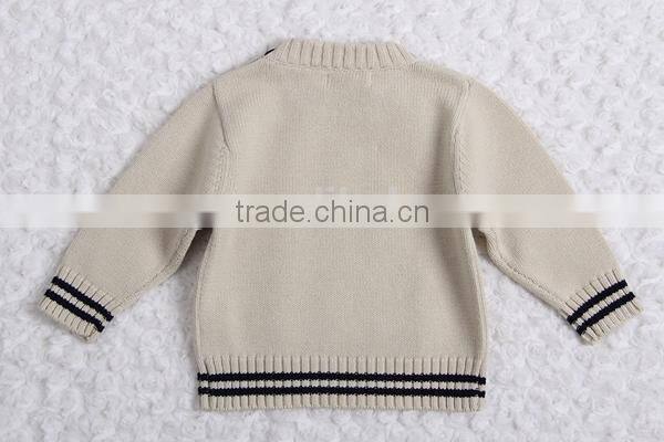 Words embroidery jersey knitted kids pullover sweater crew neck