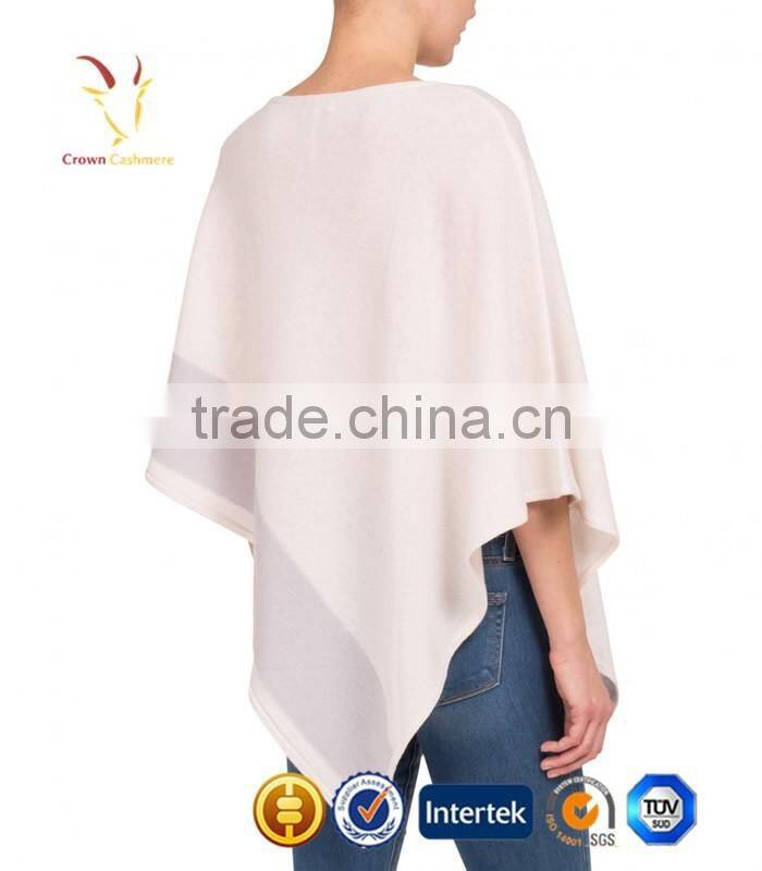 Stripe Hand Knitted Pure Cashmere Poncho Shawl