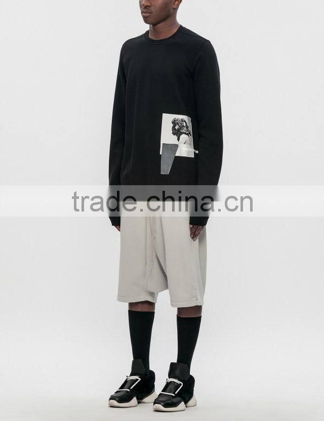 2017 wholesale high quality mens plain pullover spring sweatshirt hoody without hood