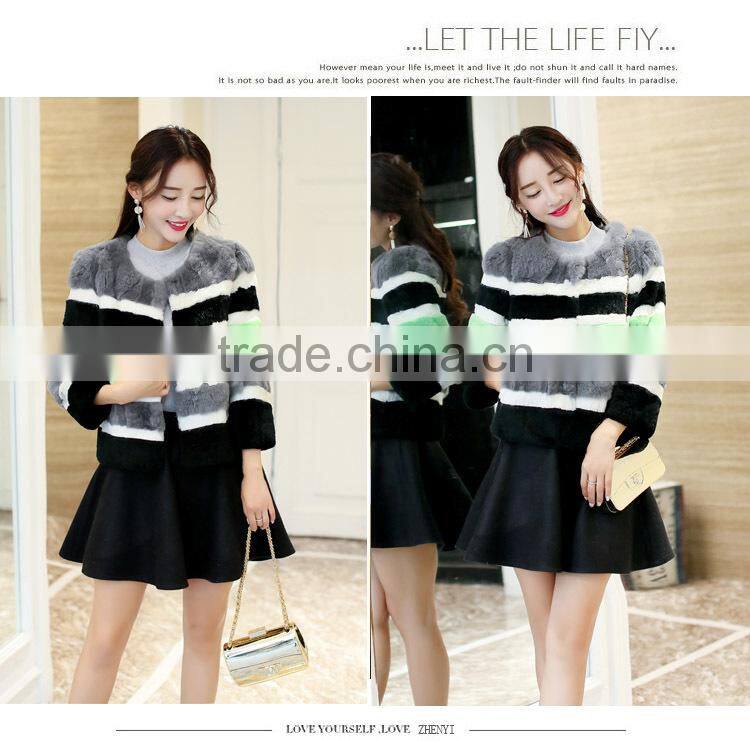 2016 Winter new raccoon hair splicing Rex Rabbit short paragraph women's fur coat fashion warm women's fur