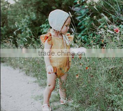 Baby Boutique Wholesale Baby Wear Clothes Best Quality Linen Fabric Baby Romper
