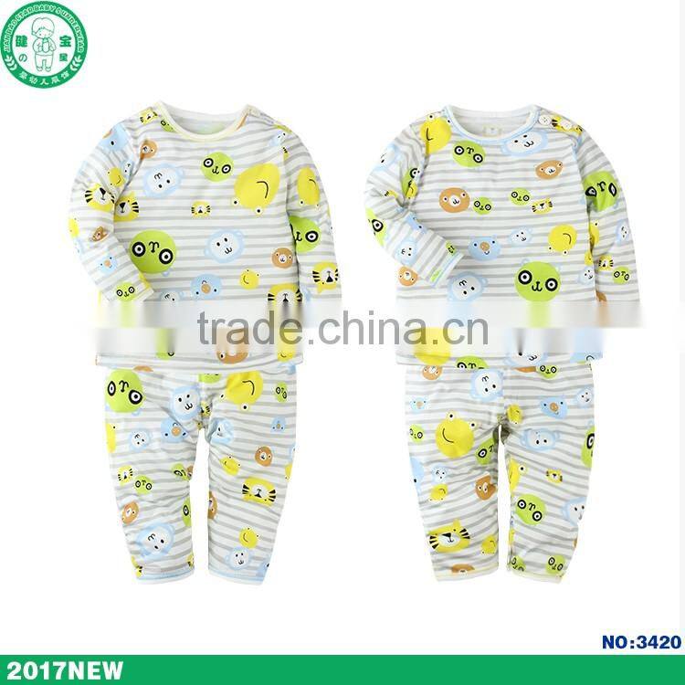 High quality OEM Service cute printing cotton kids wear long sleeve children clothing set