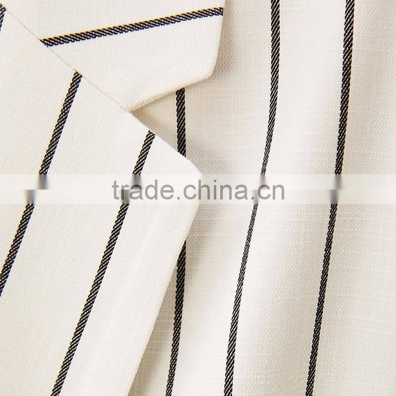 Long flowing jacket with rolled up sleeves striped blazer coat womens