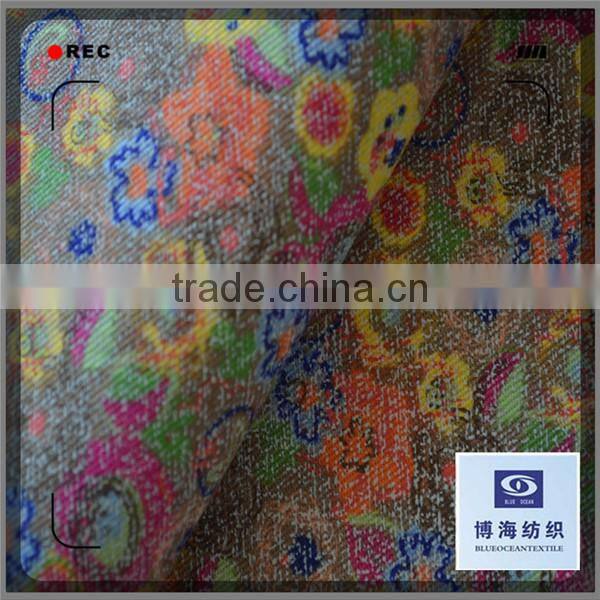 printed cotton stretch twill and slub fabric