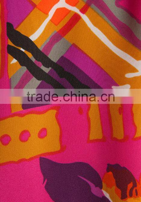 100% poly ruffle trim top