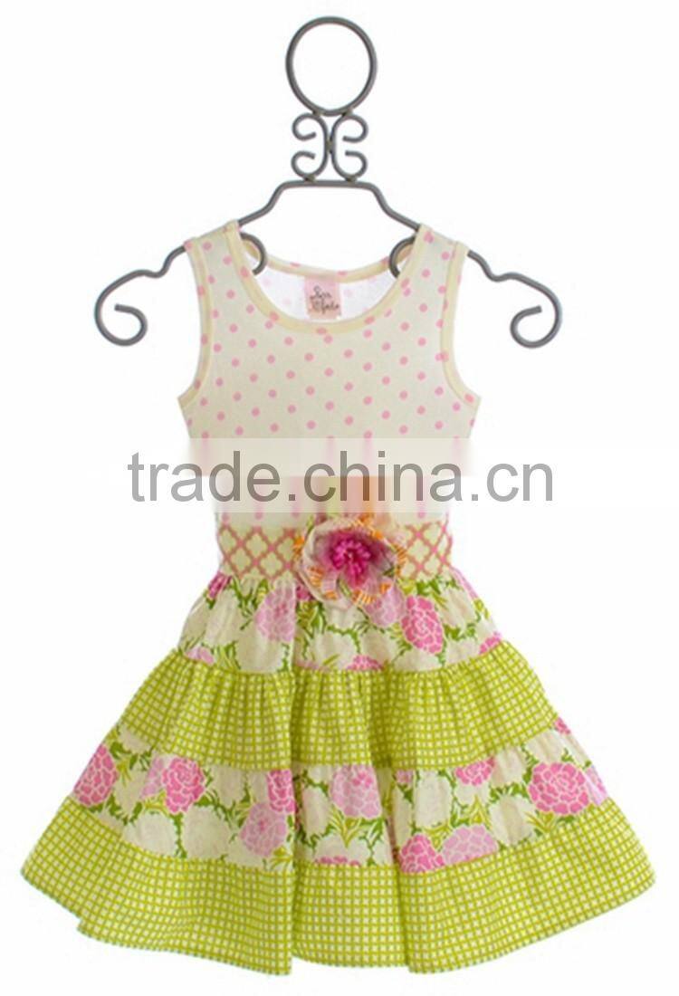 4th of july wholesale long sleeve red white chvvron stripe kids dress from yiwu conice