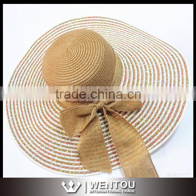 Women Floppy Large Brim Stripe Sun Hat