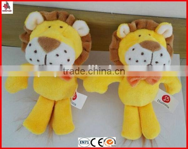 4" soft plush animal lion keychain with logo printed in the T shirts