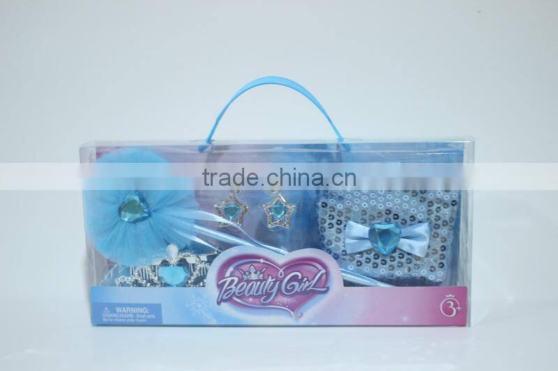 Onbest baby crown kids gift set plastic princess tiara +shoes+wand+earring
