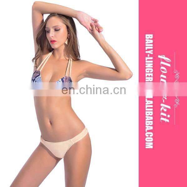 Women Summer Beachwear Sexy Printed Deep V Backless Push-up Bikini Set Swimming Suits