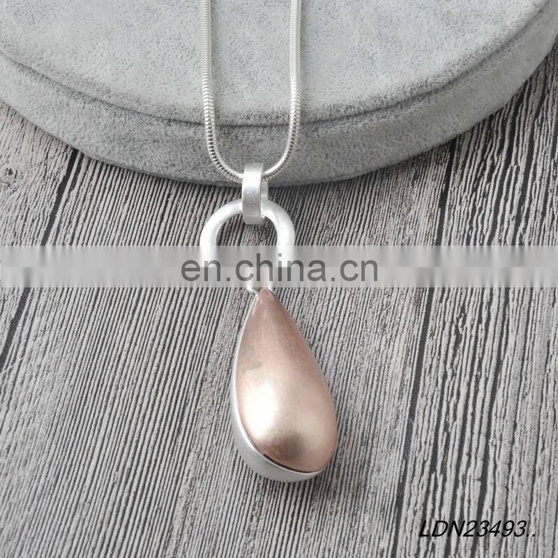Mixed Color Metal Necklace Teardrop Pendant