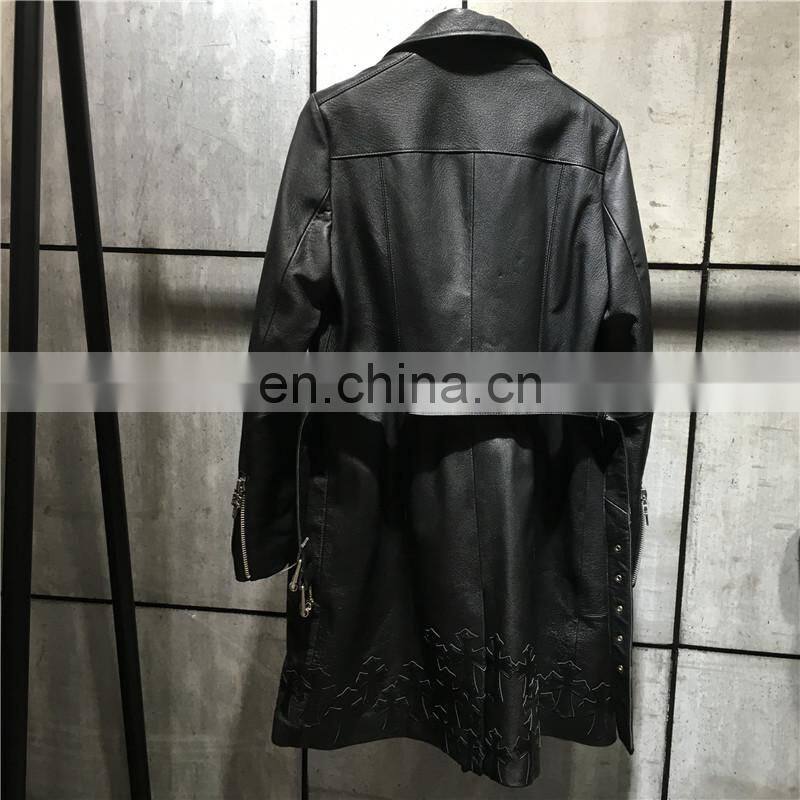 Wholesale New Product Sheep Skin Leather Coats Fashion Genuine Long Leather Coat