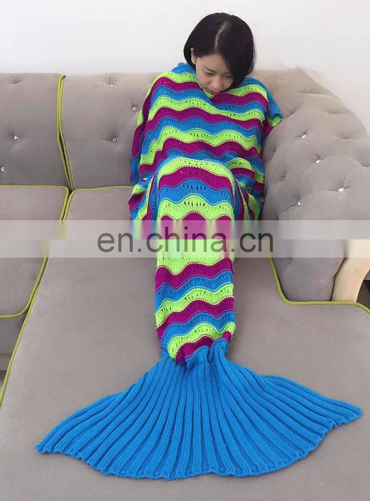2017 Colorful Large Rainbow Mermaid Shape Blankets Fashion Adult Size Warm Crochet Blankets