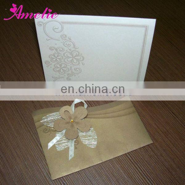 AT012 Ribbon With Envelope Handmade Wedding Cards