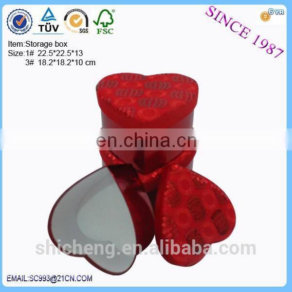 Luxury nesting red heart shape paper gift box packaging box