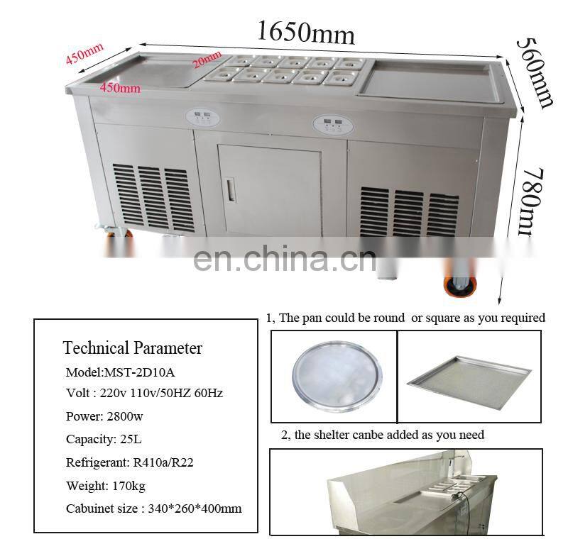 Commercial Thai Roller Icecream Flat Pan Thailand Rolled Instant Stir Fry Ice Cream Cold Plate Fried Ice Cream Roll Machine