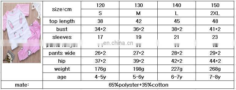 2019 Summer easter day pink girls bunny tops tshirt & love heart pp pants 2pc set 4-8years