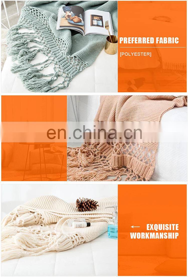 New American style hollow tassel sofa air conditioner hand knitted thread blanket