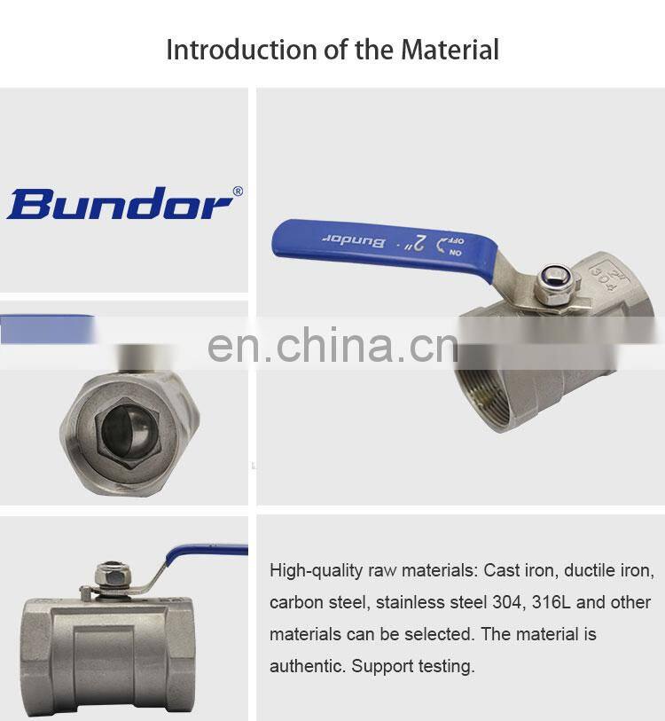 Bundor 316 DN50 ball valve PN16 One-piece ball valve For Water