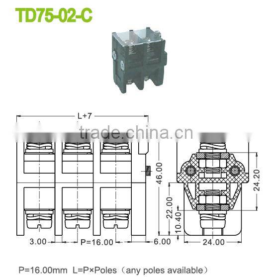 Pitch 16.0mm 600V 101A Any poles available Perforation Terminal Blocks