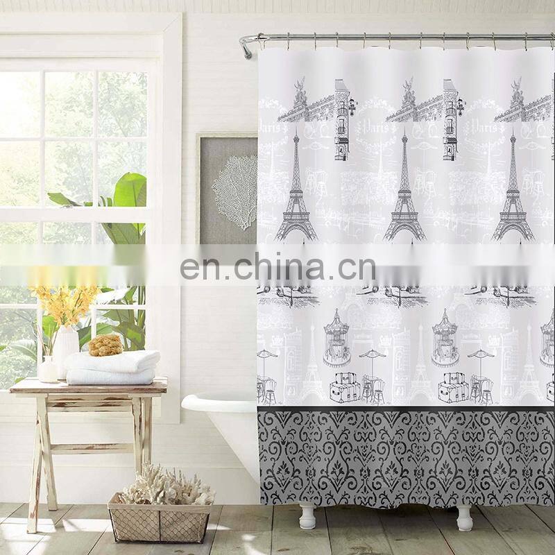 Custom eco-friendly disposable printed peva bath shower curtain