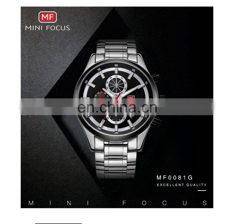 MINI FOCUS MF0081G Luxury Brand Men Watches Stainless Steel Waterproof Quartz Fashion Sport Wristwatches